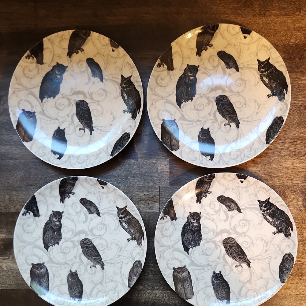 Owl Patterned Plates - Lori Siebert Creative Co-op
